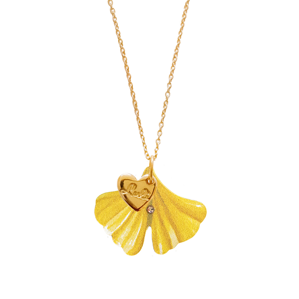 SJDOFU Collana con ciondolo a forma di foglia di ginkgo in