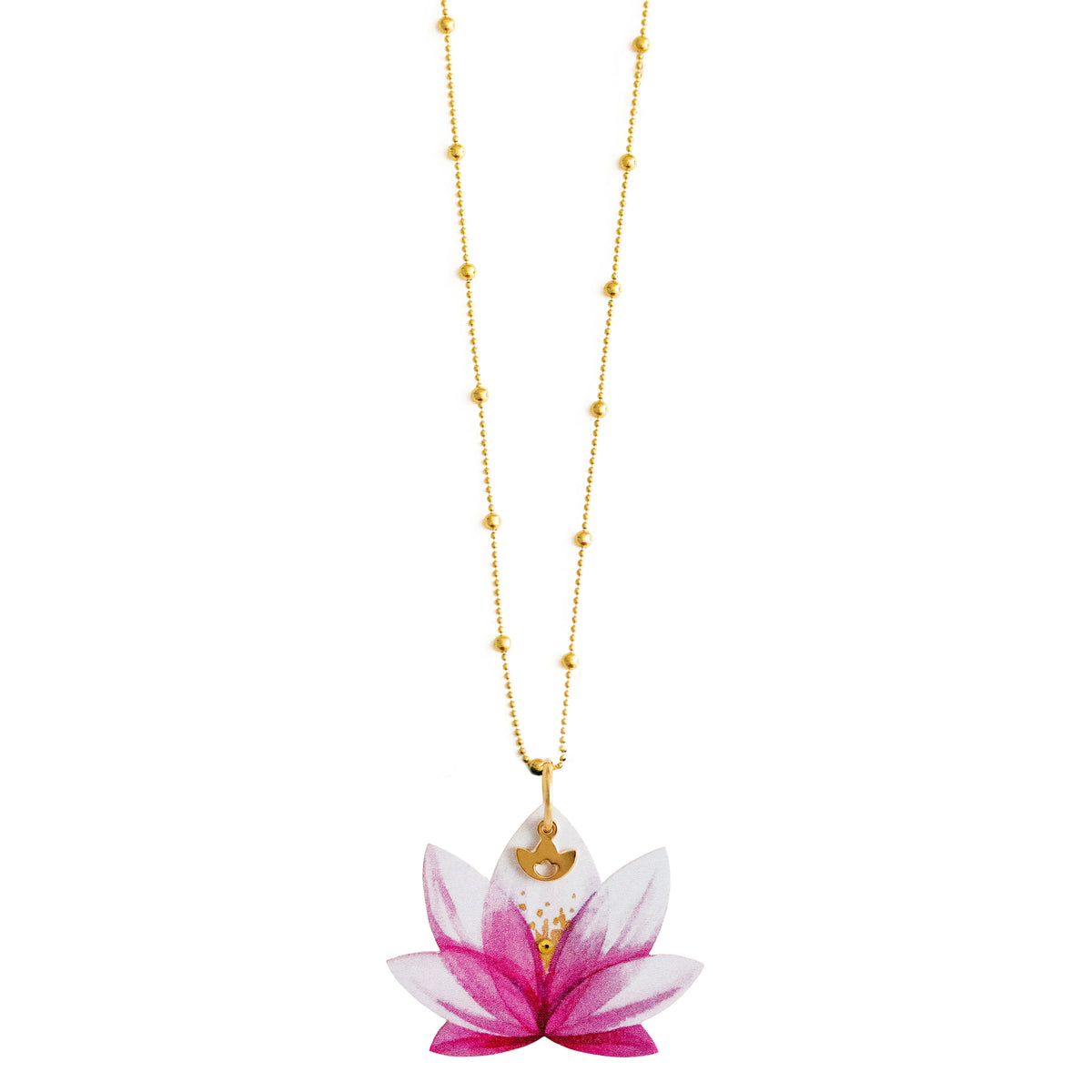 Happiness Boutique Collana Con Ciondolo Fiore Di Loto - Oro Rosa, Acciaio Inossidabile, Regolabile, Antiallergica