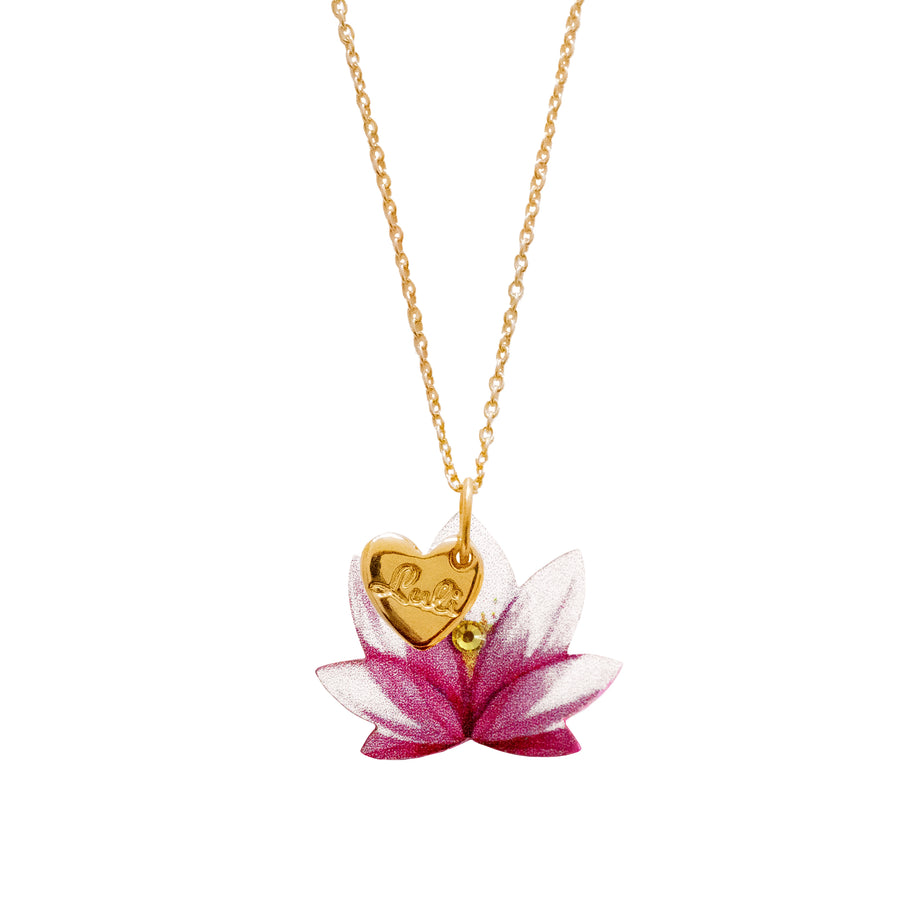 LULI Art Bijoux Floral necklace with lotus flower pendant